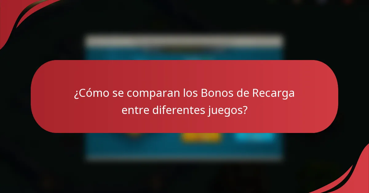 ¿Cómo se comparan los Bonos de Recarga entre diferentes juegos?