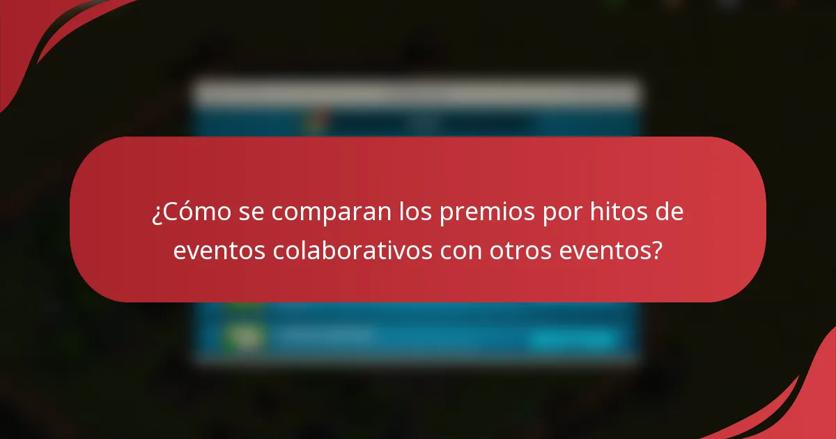 ¿Cómo se comparan los premios por hitos de eventos colaborativos con otros eventos?