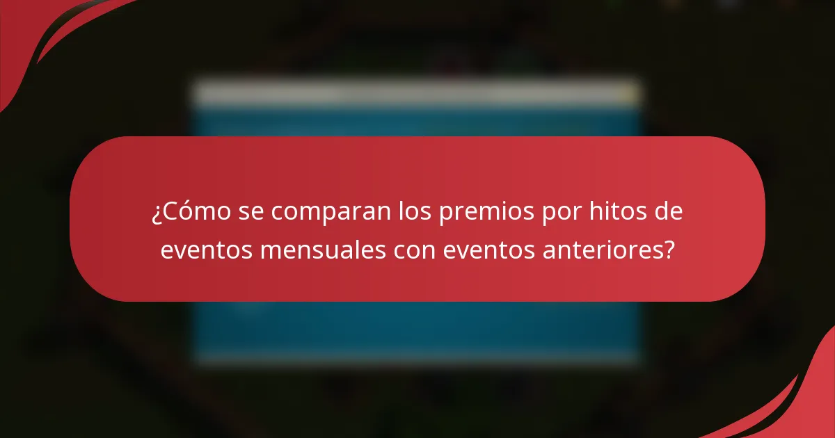 ¿Cómo se comparan los premios por hitos de eventos mensuales con eventos anteriores?
